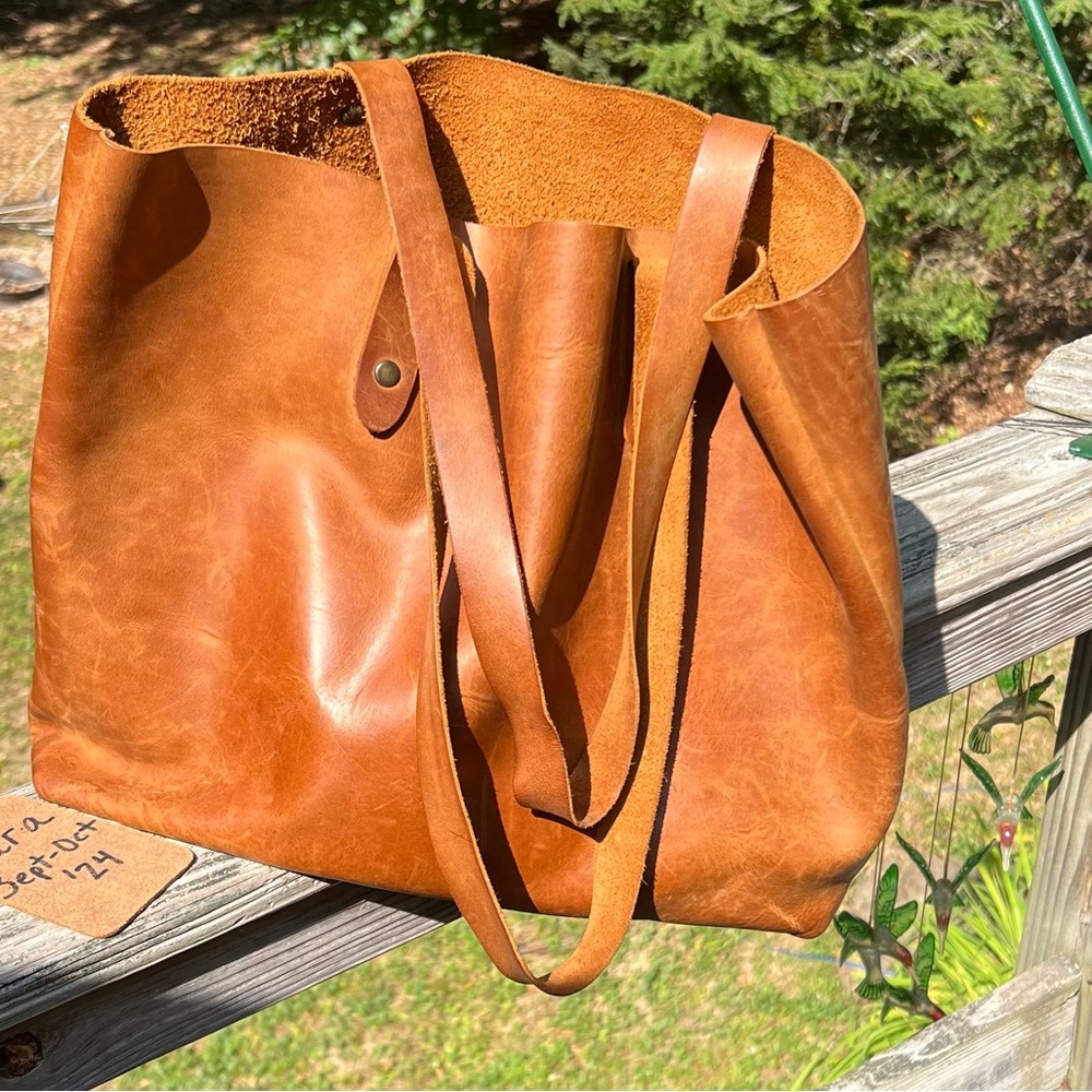 Vintage Saddleback Love 41 Simple Full-Grain Leather Tote, well loved in VGUC!